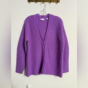 Vince Womens Small Wool Alpaca Blend Oversized Cardigan Purple Button Up Knit S